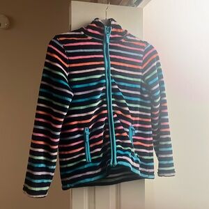 Striped Hooded Zip-up Fleece